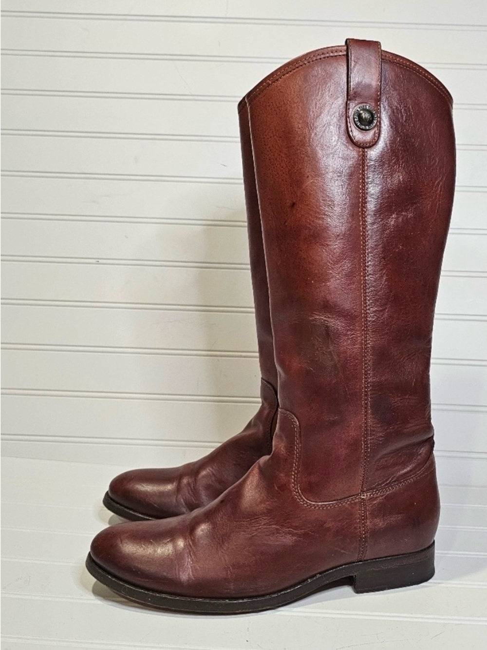 Womens Frye Melissa Leather Tall Riding Boots Size 8B Cognac #77167